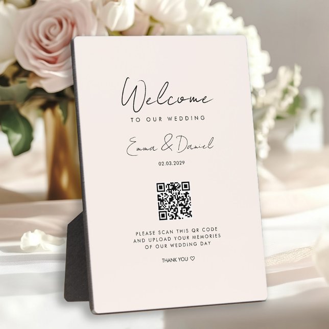 Welcome QR Code Wedge Beige Galery Fotoplatte (Von Creator hochgeladen)