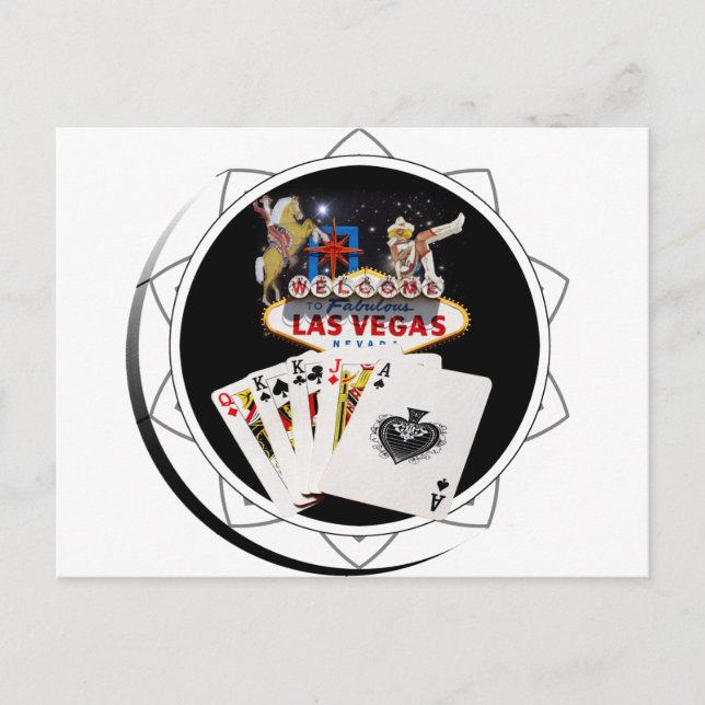 Welcome Sign Black Poker Chip Postkarte (Vorderseite)