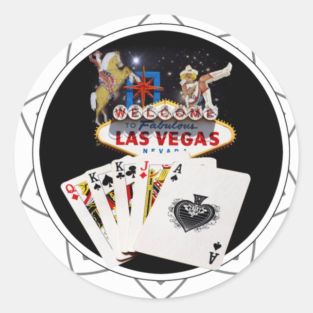 Welcome Sign Black Poker Chip Runder Aufkleber (Vorderseite)