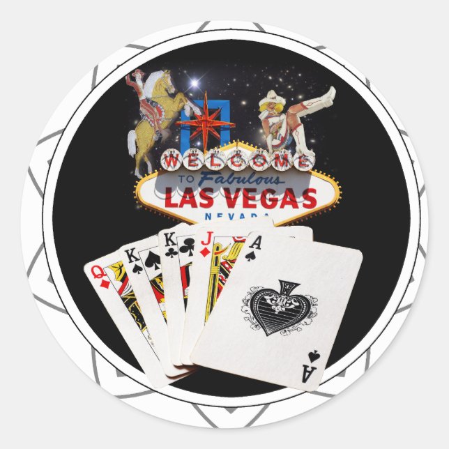 Welcome Sign Black Poker Chip Runder Aufkleber (Vorderseite)
