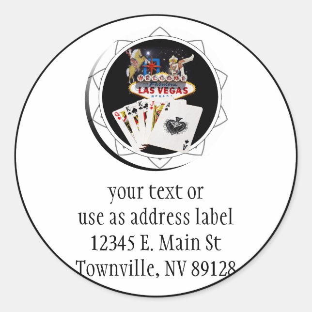 Welcome Sign Black Poker Chip Runder Aufkleber (Vorderseite)