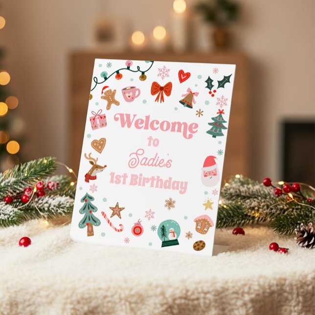 Welcome Sign Christmas Birthday Oh What Fun Girl  Sockelschild (Von Creator hochgeladen)