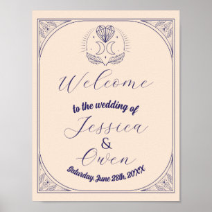 Welcome Sign Tarot Hochzeit Herz Kristallmond Poster