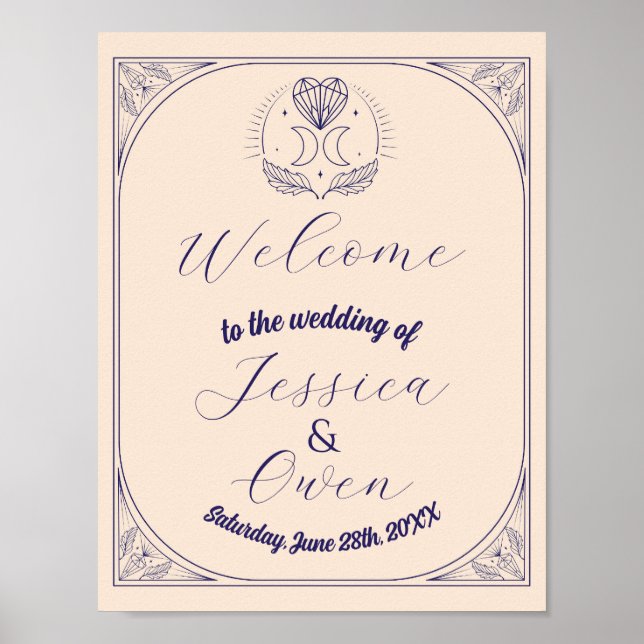Welcome Sign Tarot Hochzeit Herz Kristallmond Poster (Vorne)
