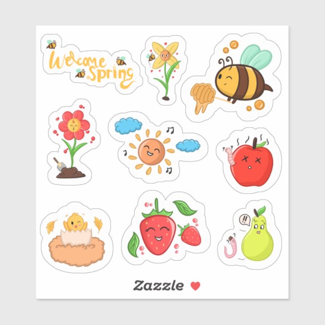 Welcome Spring Elements Set 2 Planer Aufkleber (Blatt)