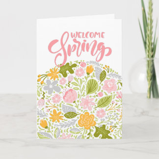 Welcome Spring Greeting Card Floral Arrangement Karte