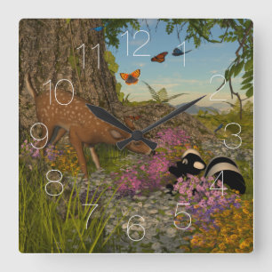 Welcome Spring Quadratische Wanduhr