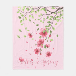 Welcome Spring with Romantic Pink Cherry Blossom Fleecedecke
