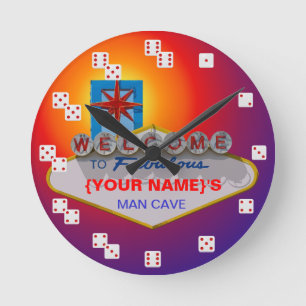 Welcome to Fabulous Vegas style dice numbers clock Runde Wanduhr
