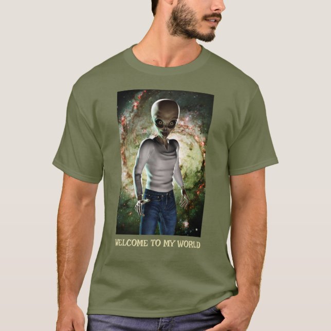 Welcome to my World. Alien in galaxy T-Shirt (Vorderseite)