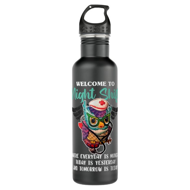 Welcome To Night Shift - Funny Nursing Nurse Owls  Edelstahlflasche (Vorderseite)