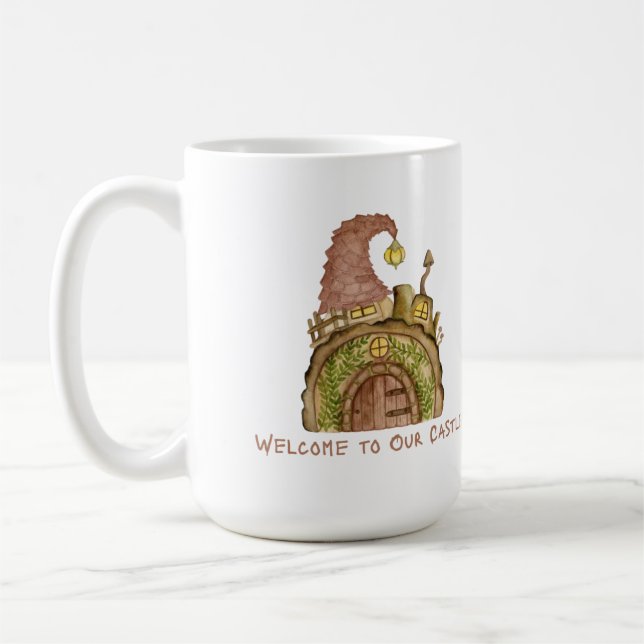 Welcome to Our Castle with a Gnome Home on a  Kaffeetasse (Links)
