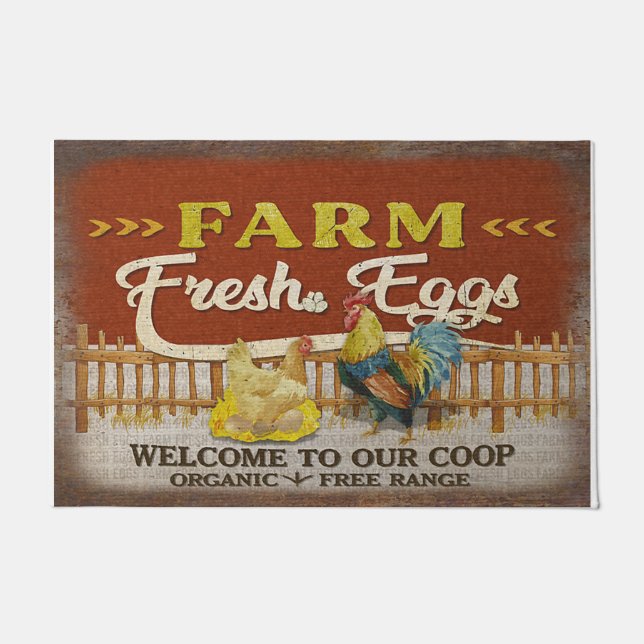 welcome To Our Coop Mat, Retro Farm  Fußmatte (Vorderseite)