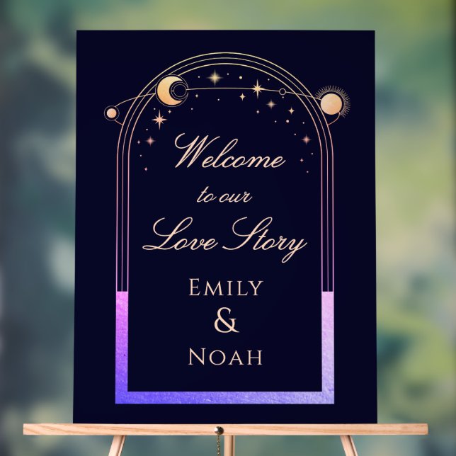 Welcome To Our Love Story Wedding Welcome Sign (Neutre)