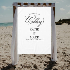 Welcome To Our Wedding Calligraphy Fabric Sign Tischdecke