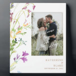 Welcome to our Wedding Photo Wildflower Fotoplatte<br><div class="desc">Wedding Welcome Sign.  Gold Text.  Wildflowers.</div>