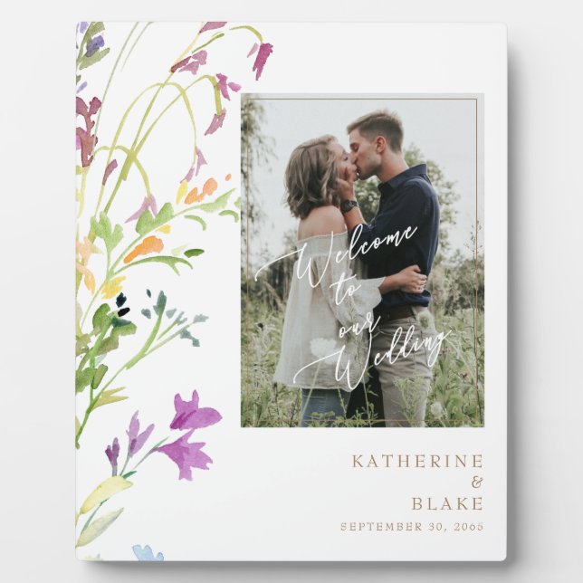 Welcome to our Wedding Photo Wildflower Fotoplatte (Vorderseite)