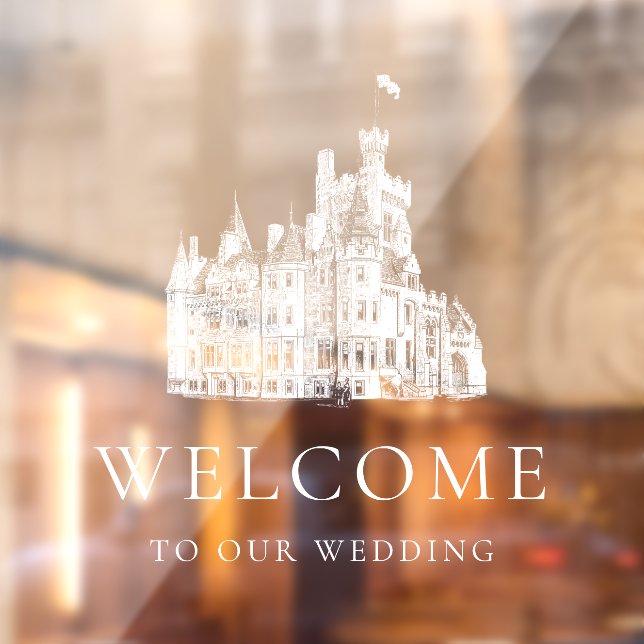Welcome to Our Wedding White Venue Illustration Fensteraufkleber (Blatt 2)