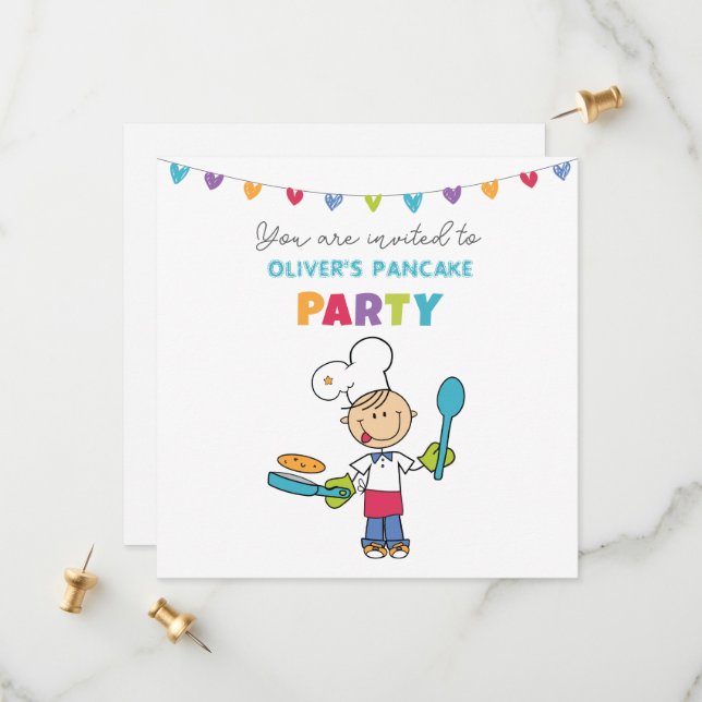 Welcome to Pancake Party invitation Save The Date (Vorderseite/Rückseite Beispiel)
