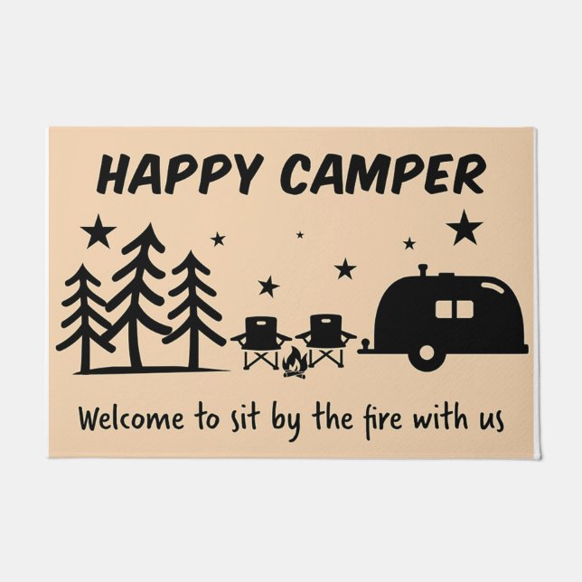 Welcome To Sit By Fire With Us Mat, Camper Gift Fußmatte (Vorderseite)