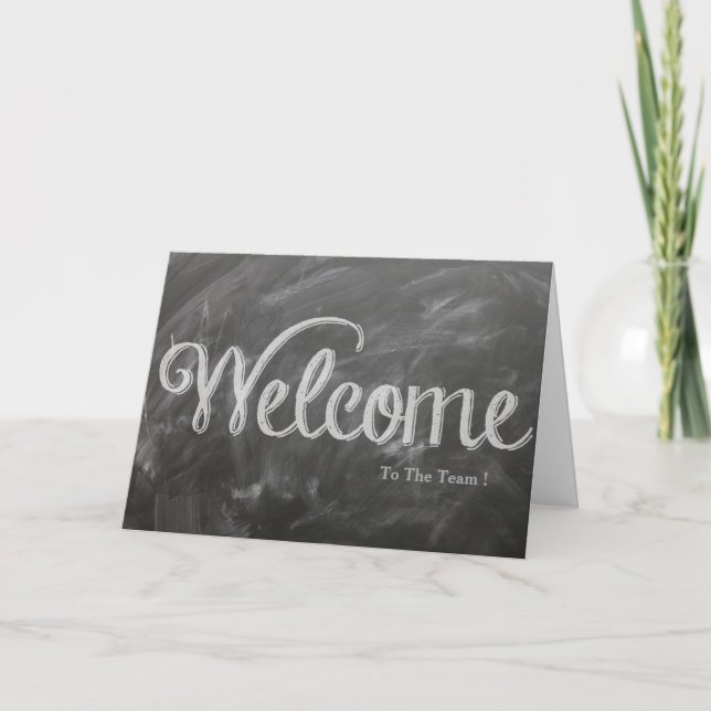 Welcome To The Team Chalkboard Postcard Karte (Vorderseite)