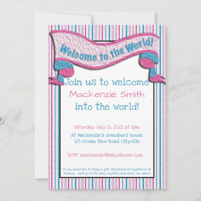 Welcome to the World! Baby Shower Einladung (Vorderseite)