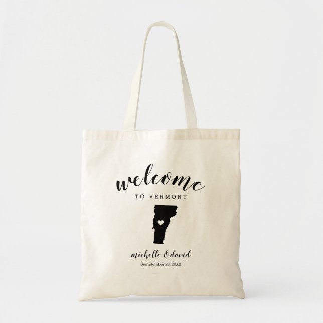Welcome to Vermont | State Silhouette Wedding Tragetasche (Vorne)