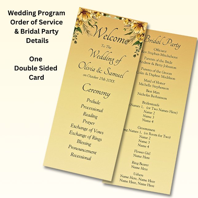 Welcome to Wedding Ceremony, Golden Yellow Flowers Programm (Von Creator hochgeladen)