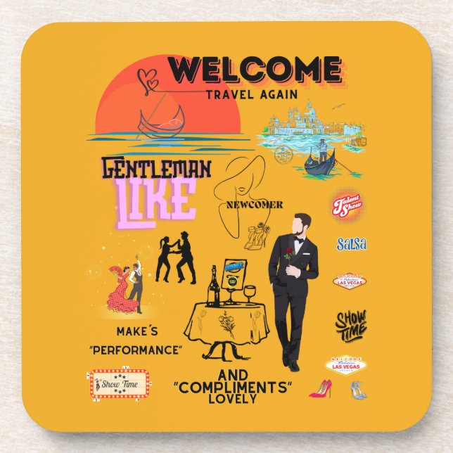 WELCOME TRAVEL AGAIN GETRÄNKEUNTERSETZER (Vorderseite)