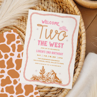 Welcome Two The West Cowgirl 2nd Birthday Einladung