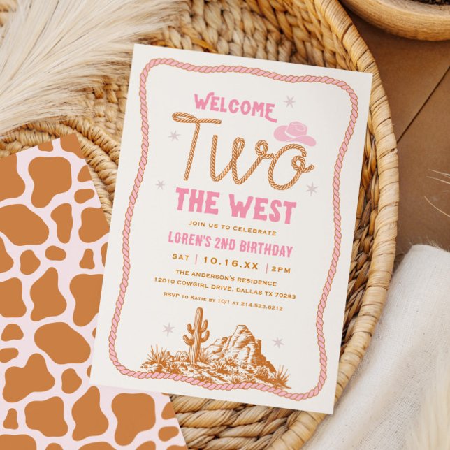 Welcome Two The West Cowgirl 2nd Birthday Einladung (Von Creator hochgeladen)