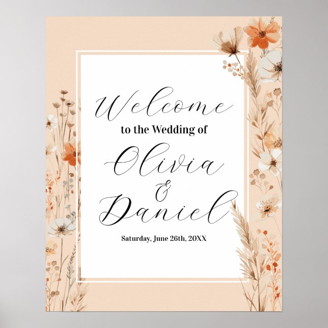 Welcome Wedding Poster Sign Summer Boho (Vorne)