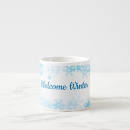 Welcome Winter, white blue ice crystals Espressotasse