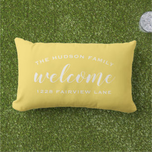 Welcome Yellow Personalisiert Familienname Kissen Für Draußen