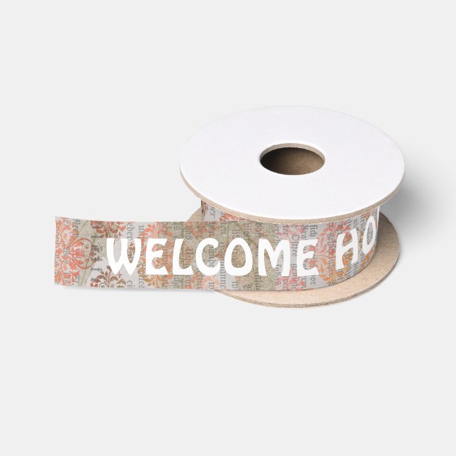 Welcome Zuhause Autumn Ästhetik - benutzerdefinier Satinband (Spule)