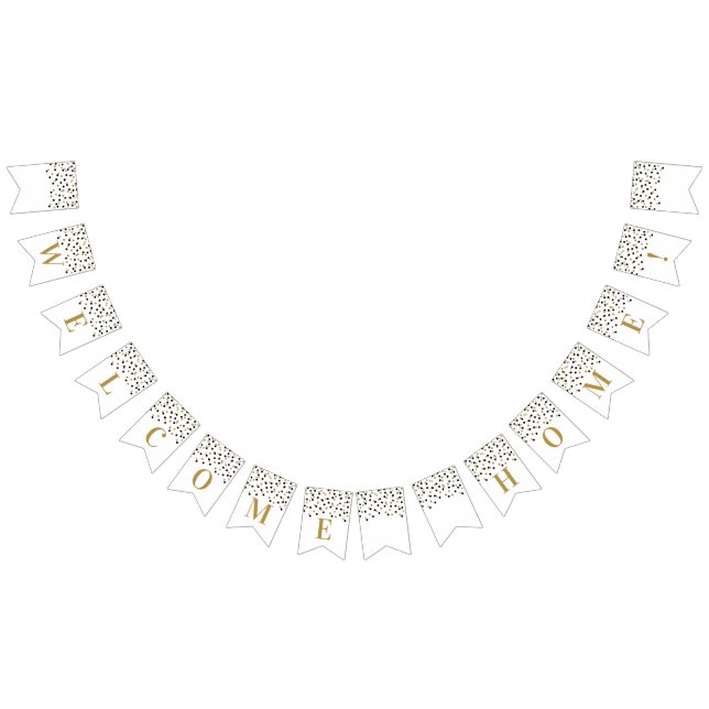 Welcome Zuhause Banner Gold Black Confetti (Alle)