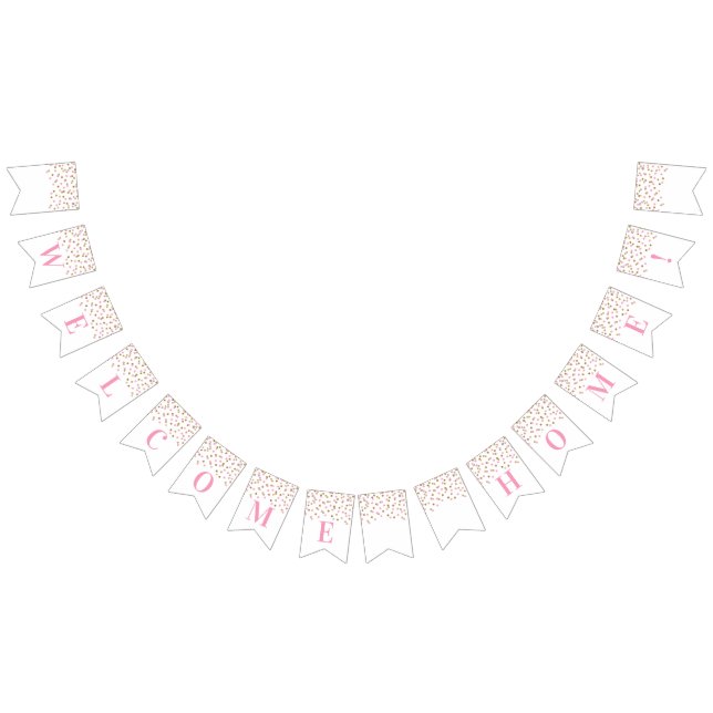 Welcome Zuhause Banner Pink Gold Confetti (Alle)