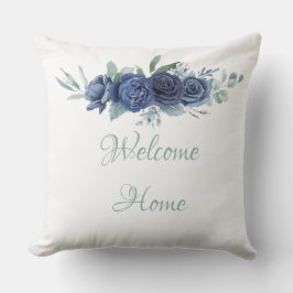 Welcome Zuhause Blue Rose Throw Kissen