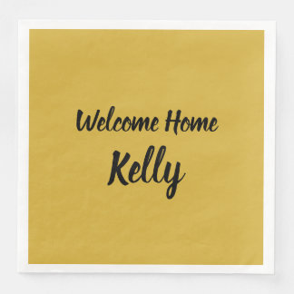 Welcome Zuhause Brush Brushstroke Script Gold Serviette