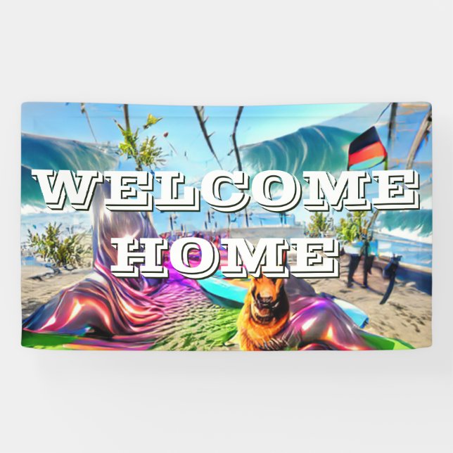 Welcome Zuhause Custom German Shepherd Dog Banner (Horizontal)