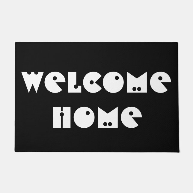 Welcome Zuhause Door Mat Schwarz-weiß Fußmatte (Vorderseite)