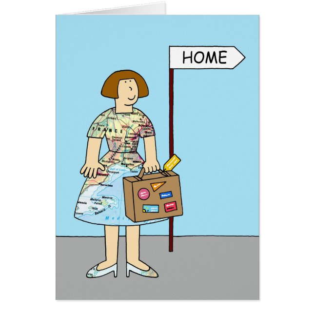 Welcome Zuhause Female Traveller Cartoon (Vorne)