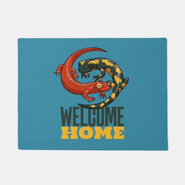 Welcome Zuhause Lächeln Salamanders Cartoon Fußmatte (Vorderseite)