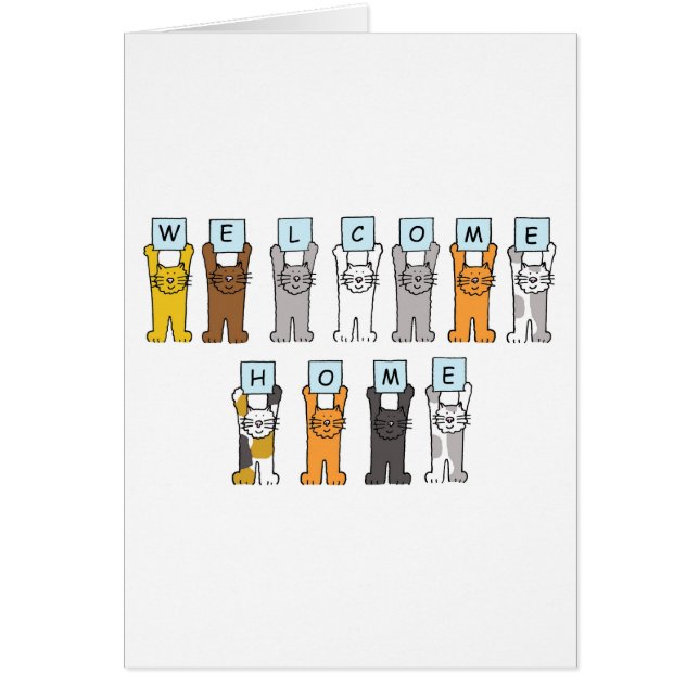 Welcome Zuhause Niedlich Cartoon Katzen (Vorne)