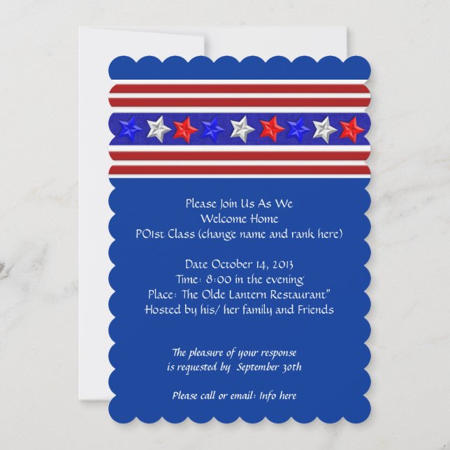 Welcome Zuhause Party Military Patriotic American Einladung (Rückseite)
