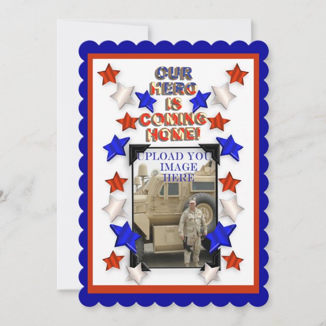 Welcome Zuhause Party Military Patriotic American Einladung (Vorderseite)