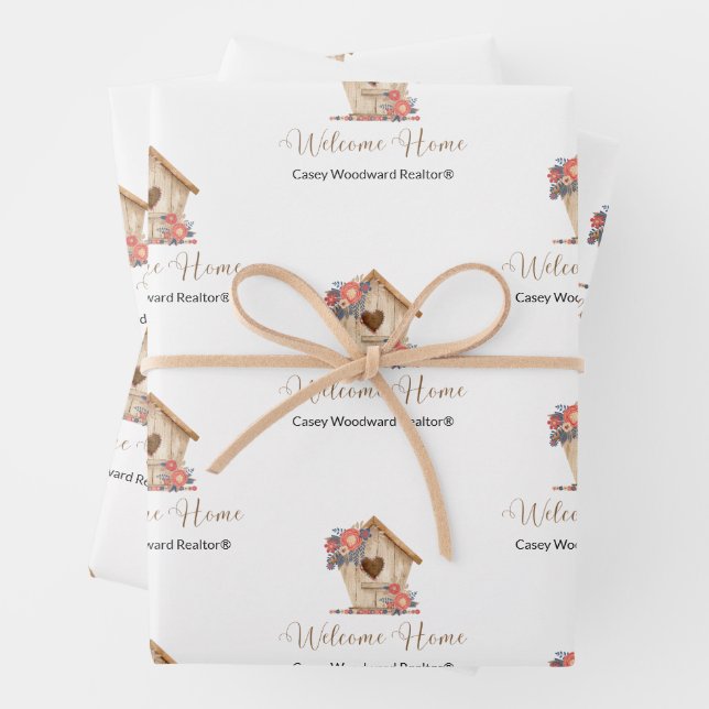 Welcome Zuhause Realtor Personalisiert Geschenkpapier Set (Beispiel)
