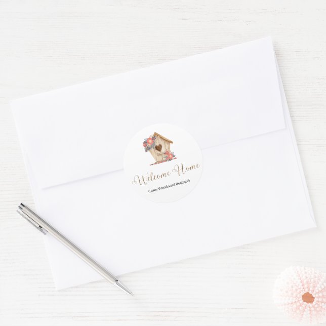 Welcome Zuhause Realtor Personalisiert Runder Aufkleber (Umschlag)