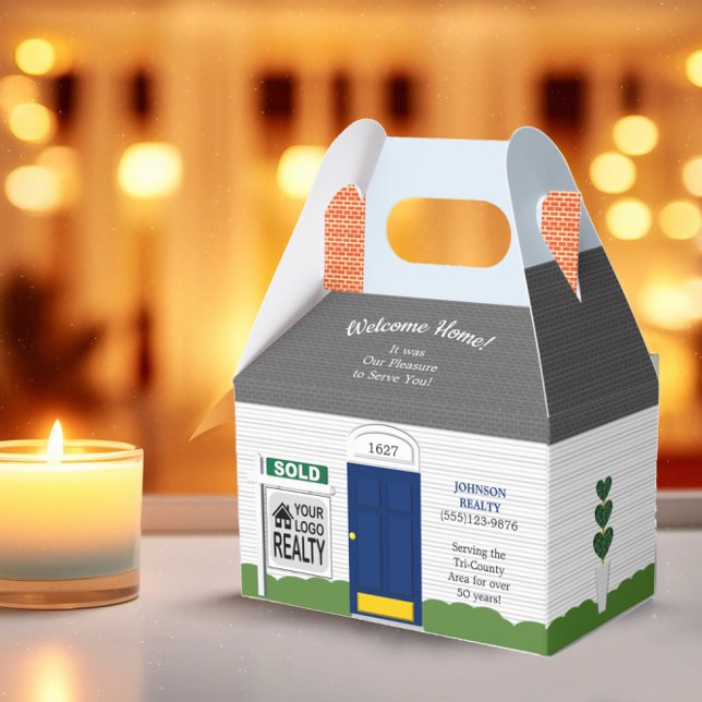 Welcome Zuhause Realtor Sign Blue Door Geschenkschachtel (Von Creator hochgeladen)