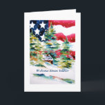 Welcome Zuhause Soldier Hanukkah Card Feiertagskarte<br><div class="desc">Willkommen Zuhause Hanukkah Karte von Chris Ambrose gemalt, um unsere tapferen Truppen zu ehren. Auch passende Produkte wie Etiketten und Ornamente sind erhältlich! Klicken Sie einfach auf Chris Ambrose Art unten, um meine Kollektionen zu sehen.</div>